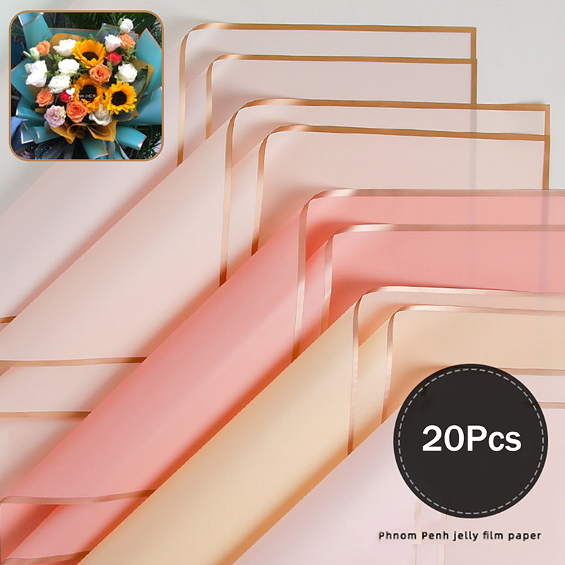 Flower Wrap Kraft - 20-Pack Gold Edge Flower Wrapping Paper