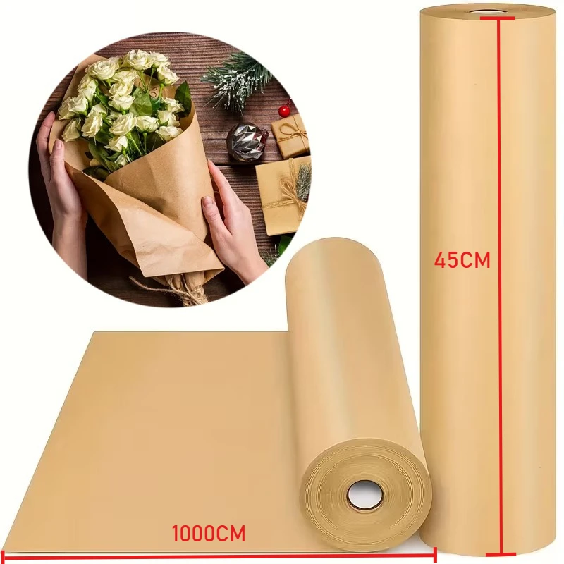 Flower Wrap Kraft - 45CM*1000CM Brown Kraft Wrapping Paper Roll