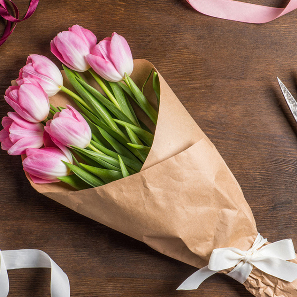 2 Rolls Kraft Paper Roll Multi - Flower Wrap Kraft ulasan dan harga
