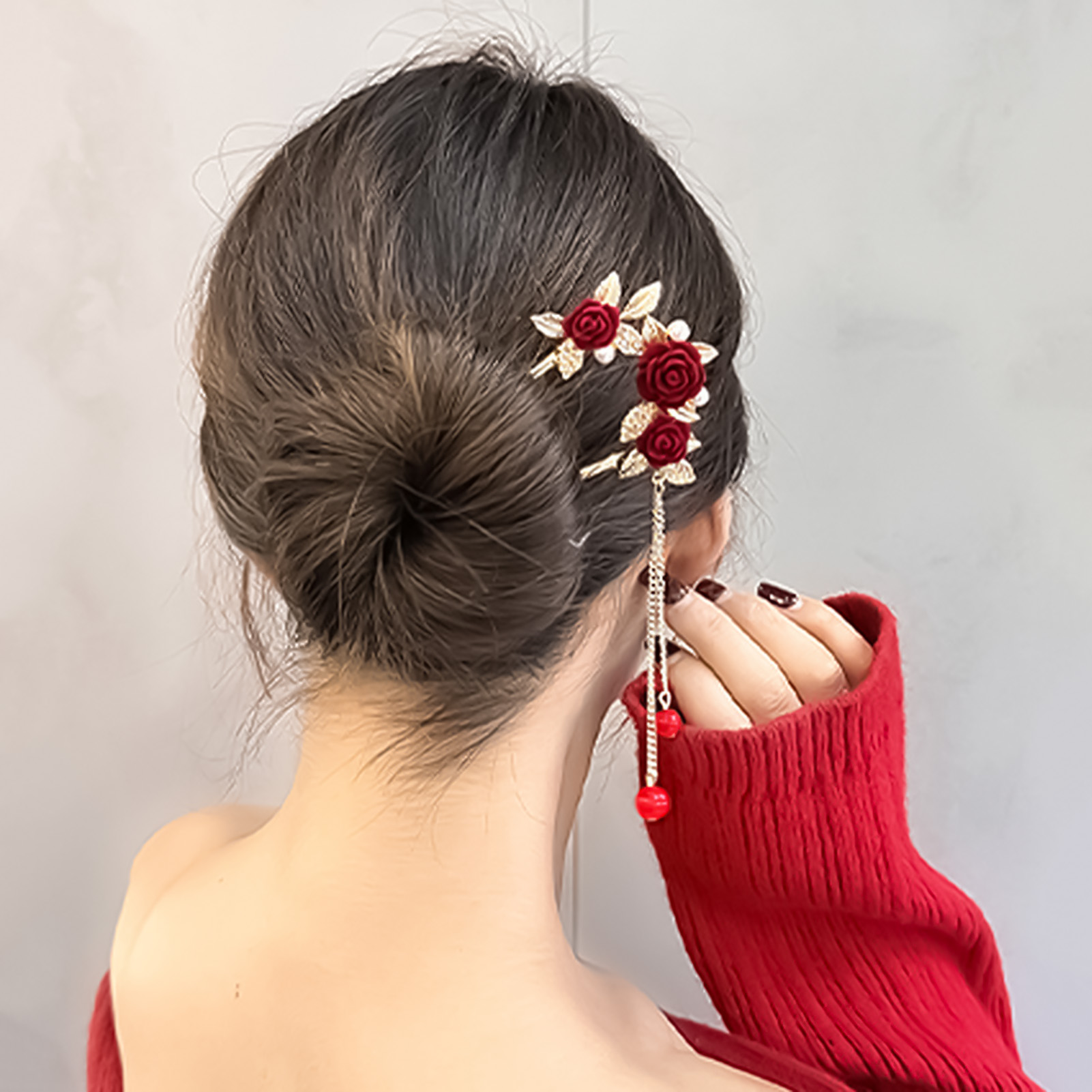 Chinese Style Rose Flower Hair - Flower Supplies ulasan dan harga