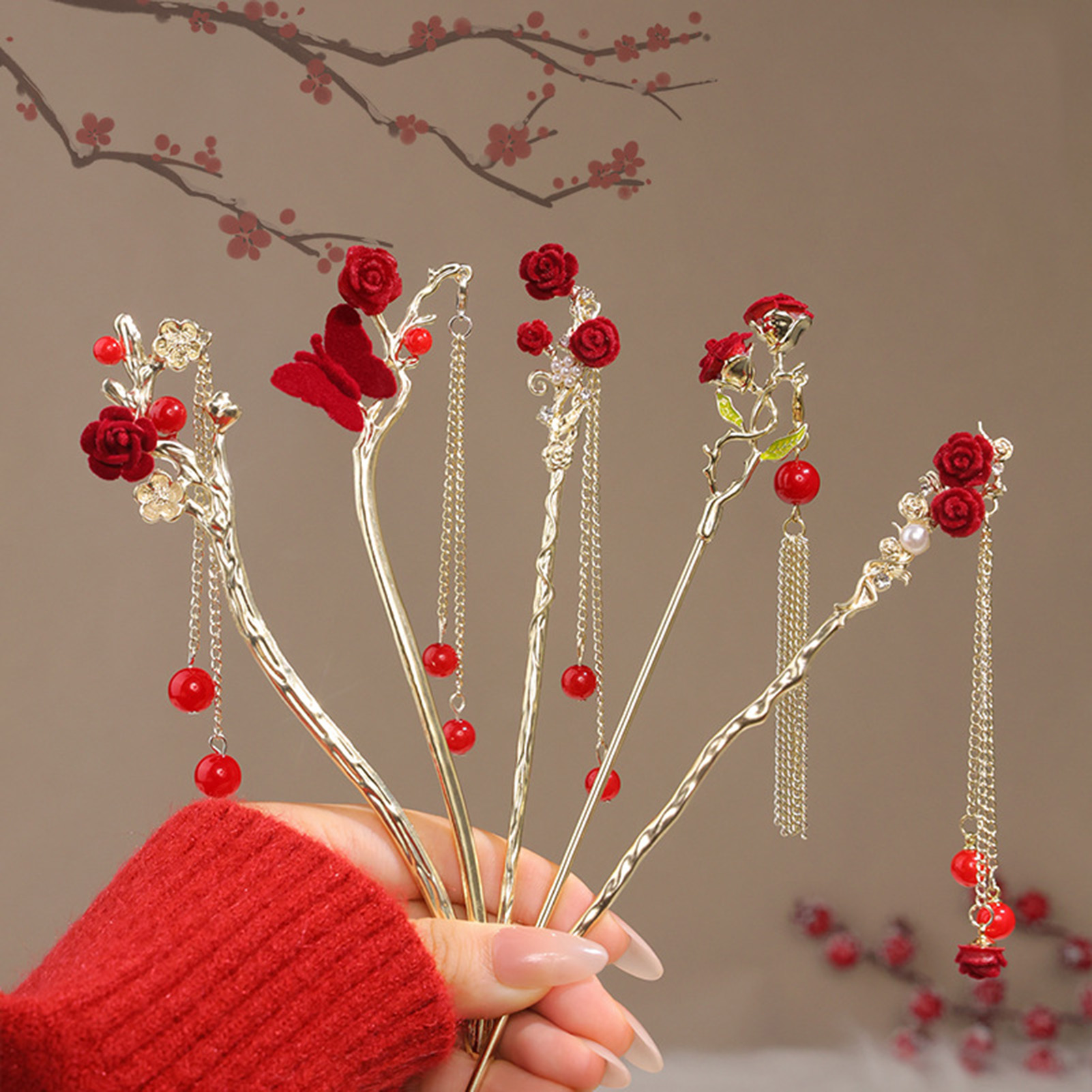 Chinese Style Rose Flower Hair - Flower Supplies ulasan dan harga