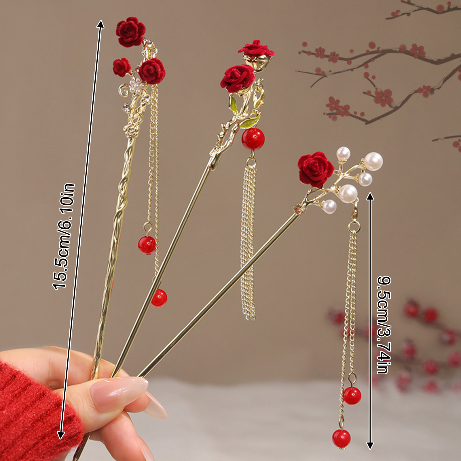 Chinese Style Rose Flower Hair - Flower Supplies ulasan dan harga